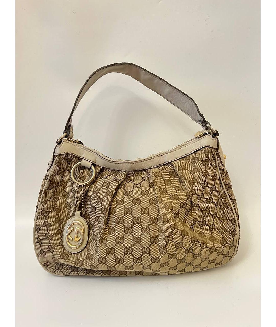 GUCCI Бежевая тканевая сумка с короткими ручками, фото 8