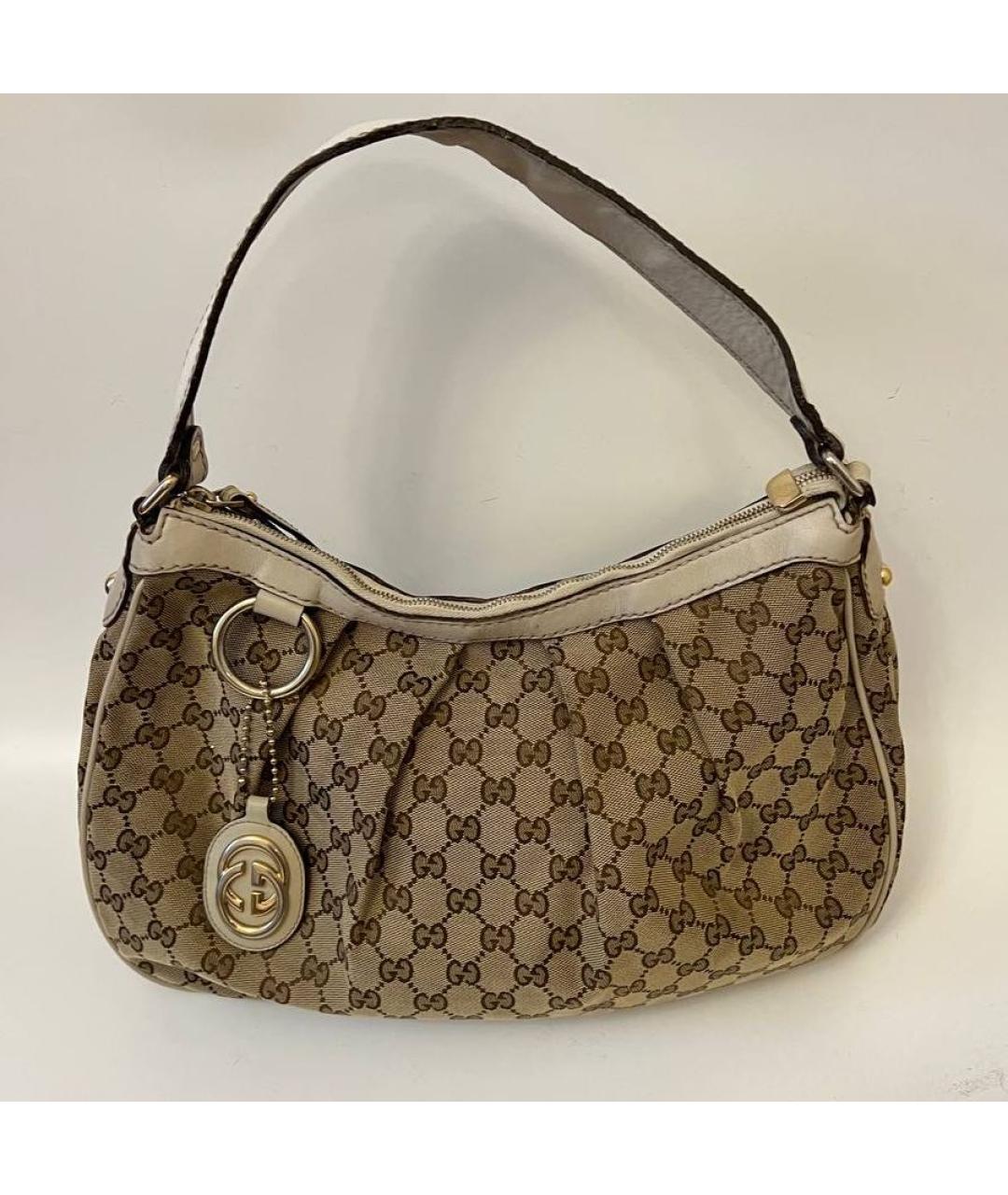 GUCCI Бежевая тканевая сумка с короткими ручками, фото 7