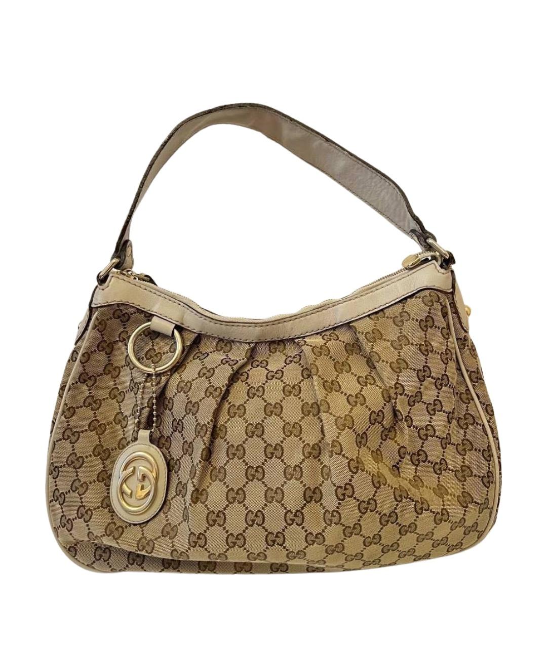 GUCCI Бежевая тканевая сумка с короткими ручками, фото 1