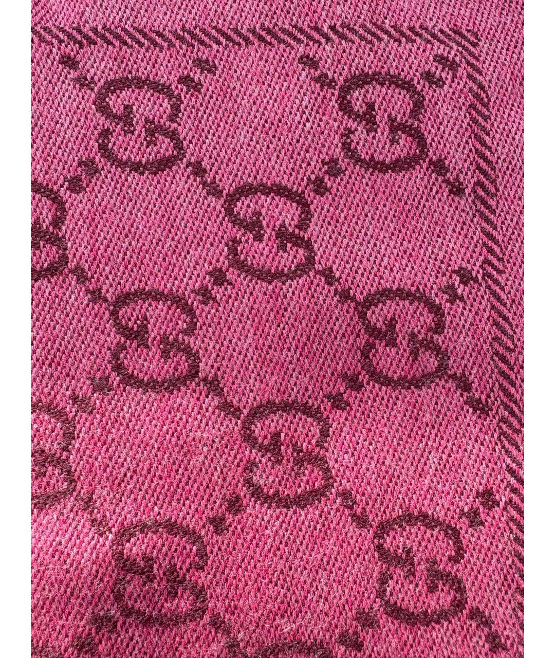 GUCCI Розовый шерстяной шарф, фото 3