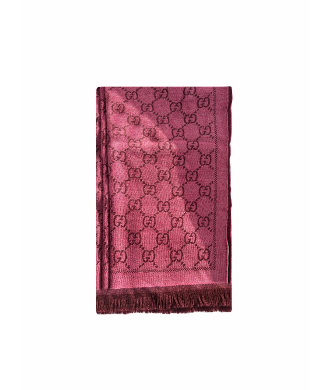 GUCCI Розовый шерстяной шарф, фото 1