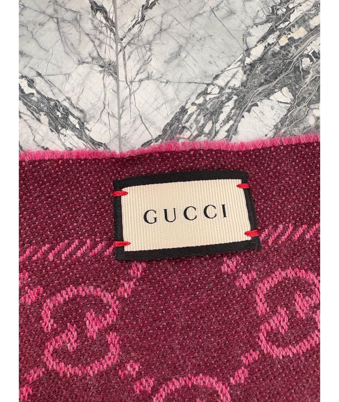 GUCCI Розовый шерстяной шарф, фото 4