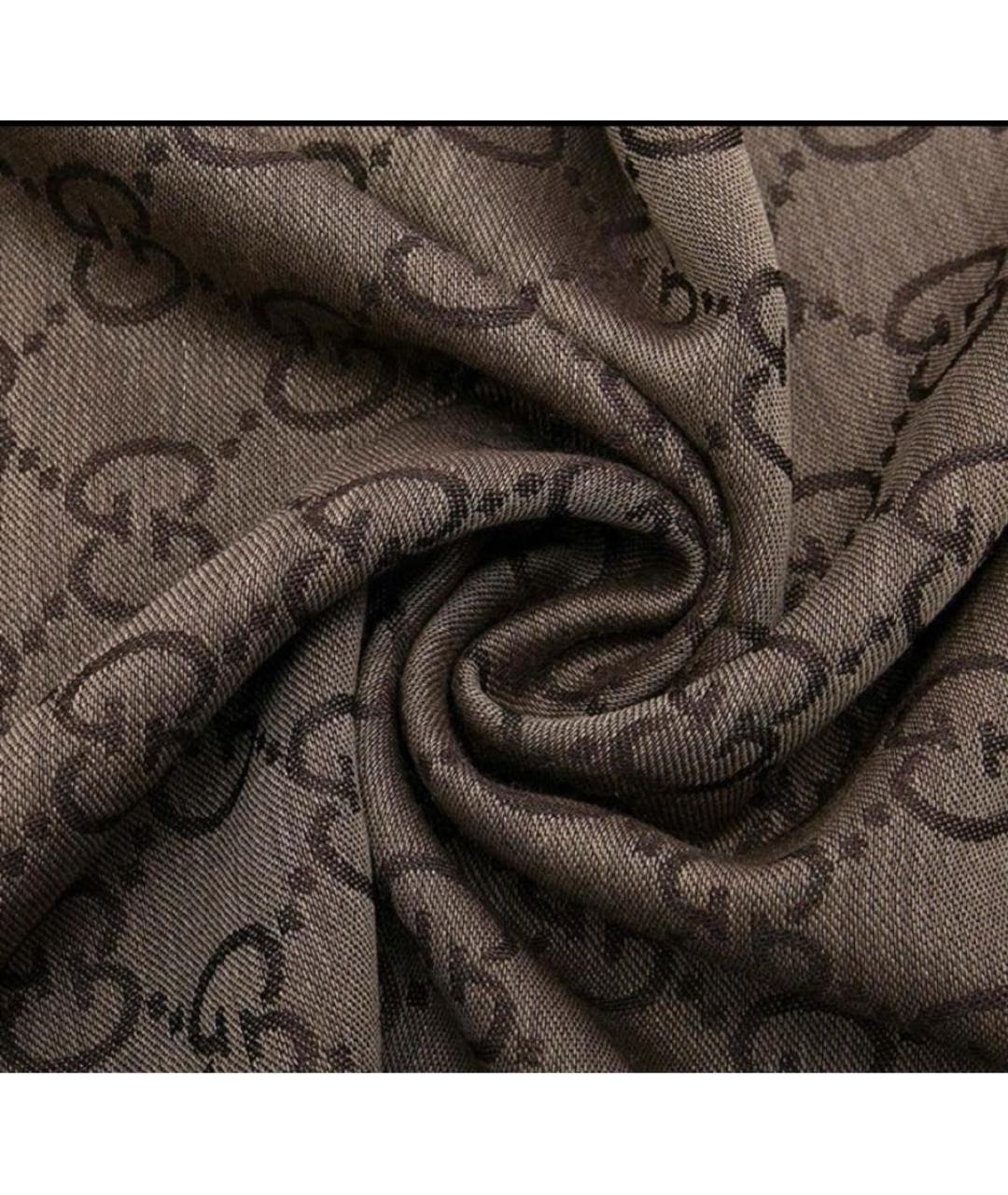 GUCCI Коричневый шерстяной шарф, фото 5