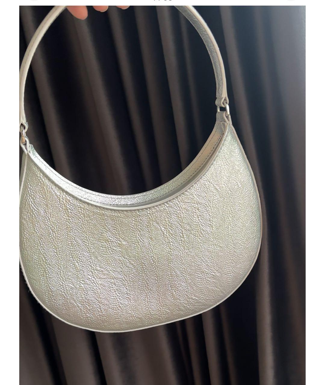 MSGM Серебряная кожаная сумка с короткими ручками, фото 3