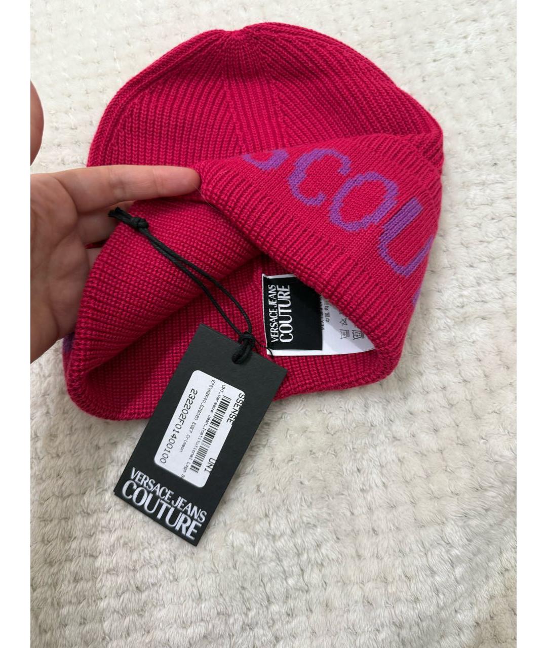 VERSACE JEANS COUTURE Розовая шерстяная шапка, фото 6