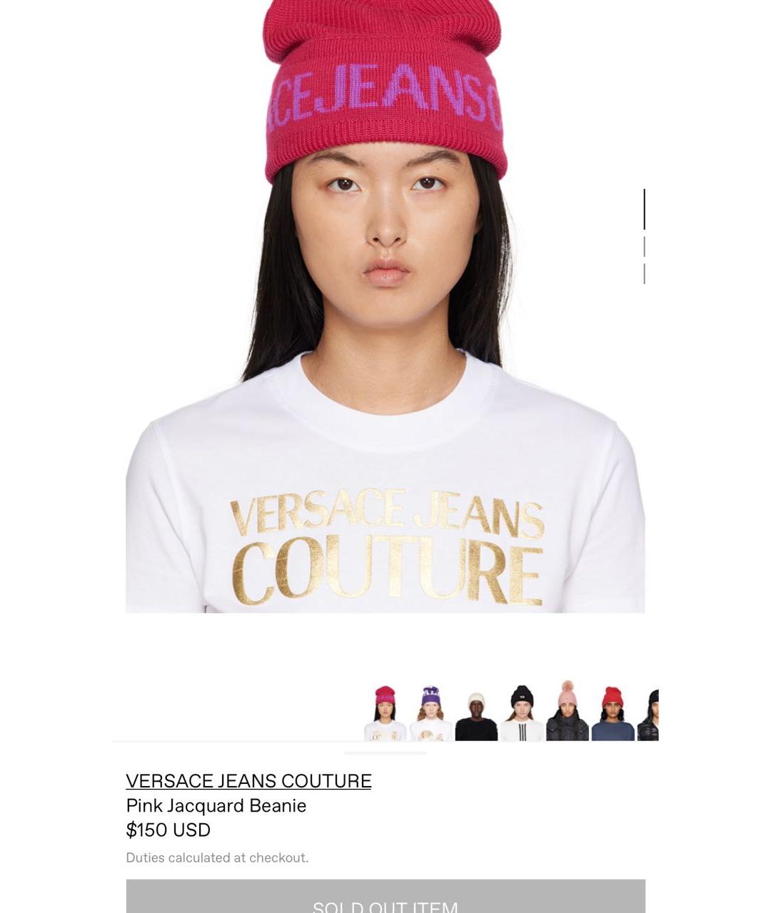 VERSACE JEANS COUTURE Розовая шерстяная шапка, фото 8