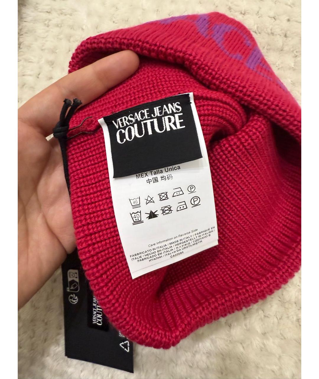 VERSACE JEANS COUTURE Розовая шерстяная шапка, фото 3