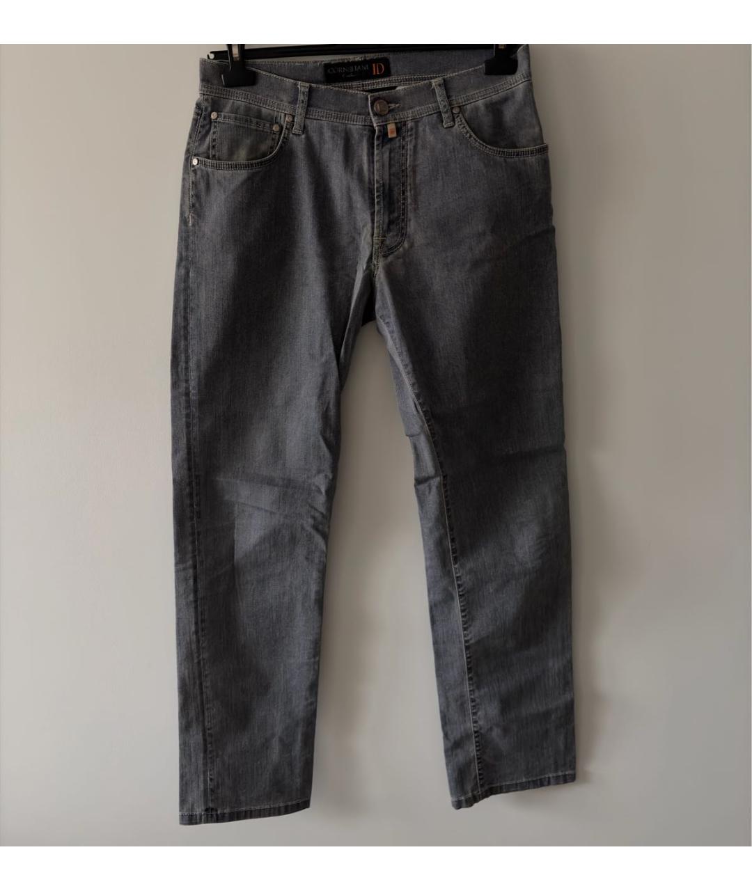 CORNELIANI Антрацитовые хлопковые прямые джинсы, фото 4
