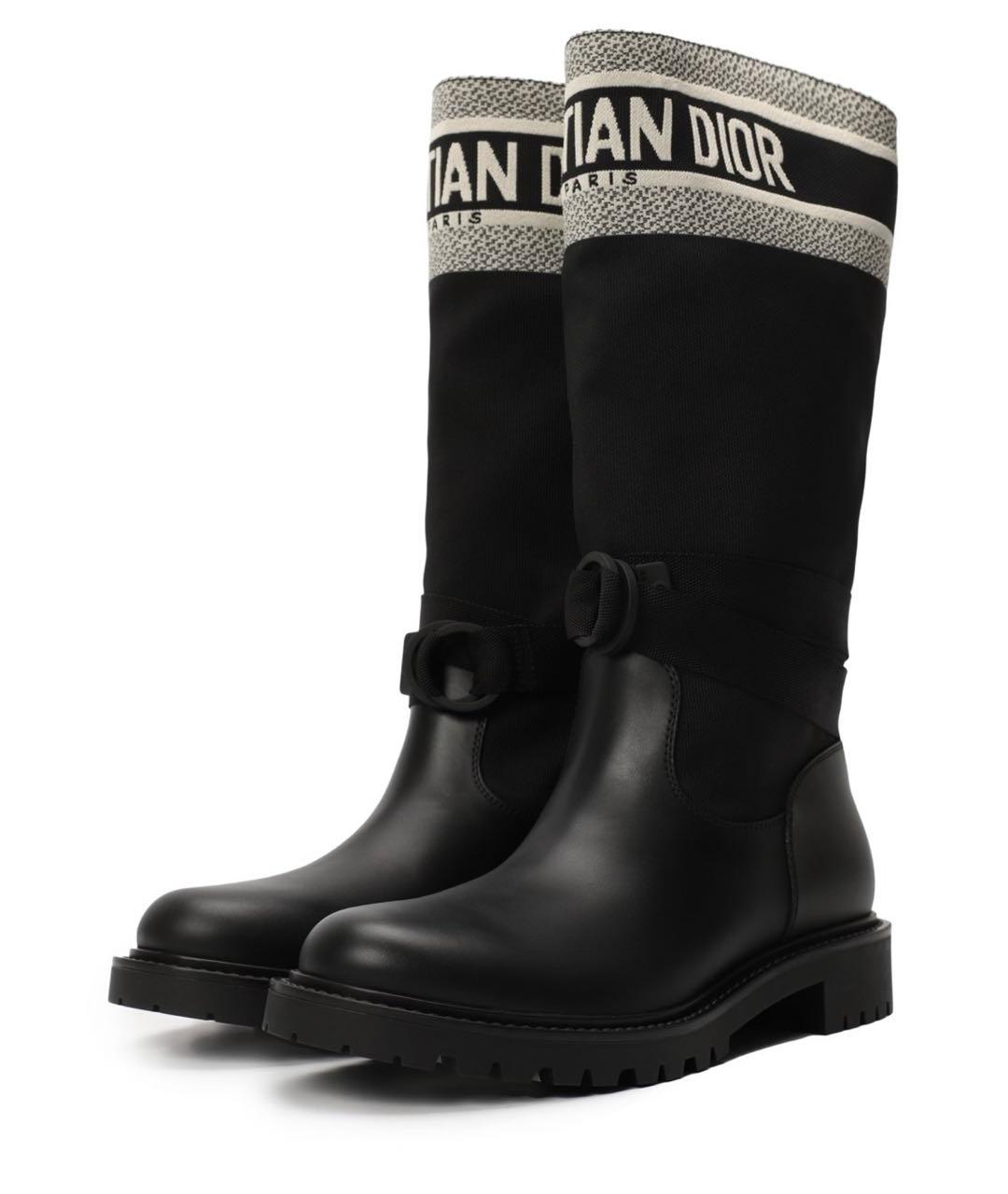 CHRISTIAN DIOR Черные кожаные сапоги, фото 2