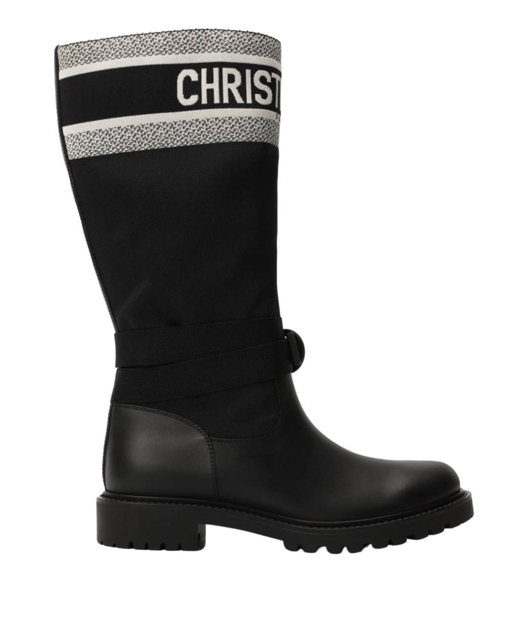 CHRISTIAN DIOR Черные кожаные сапоги, фото 1