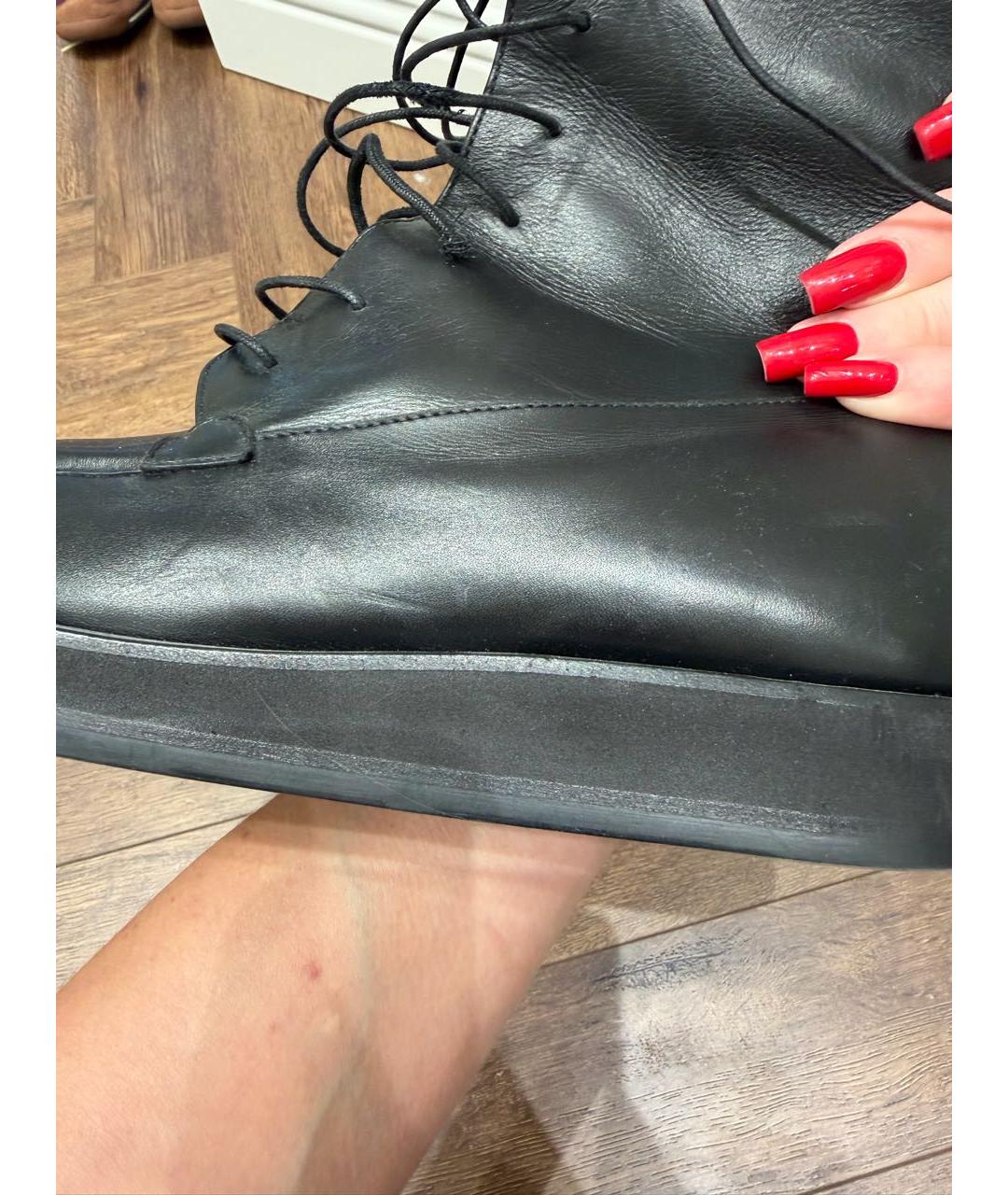 THE ROW Черные кожаные ботинки, фото 4