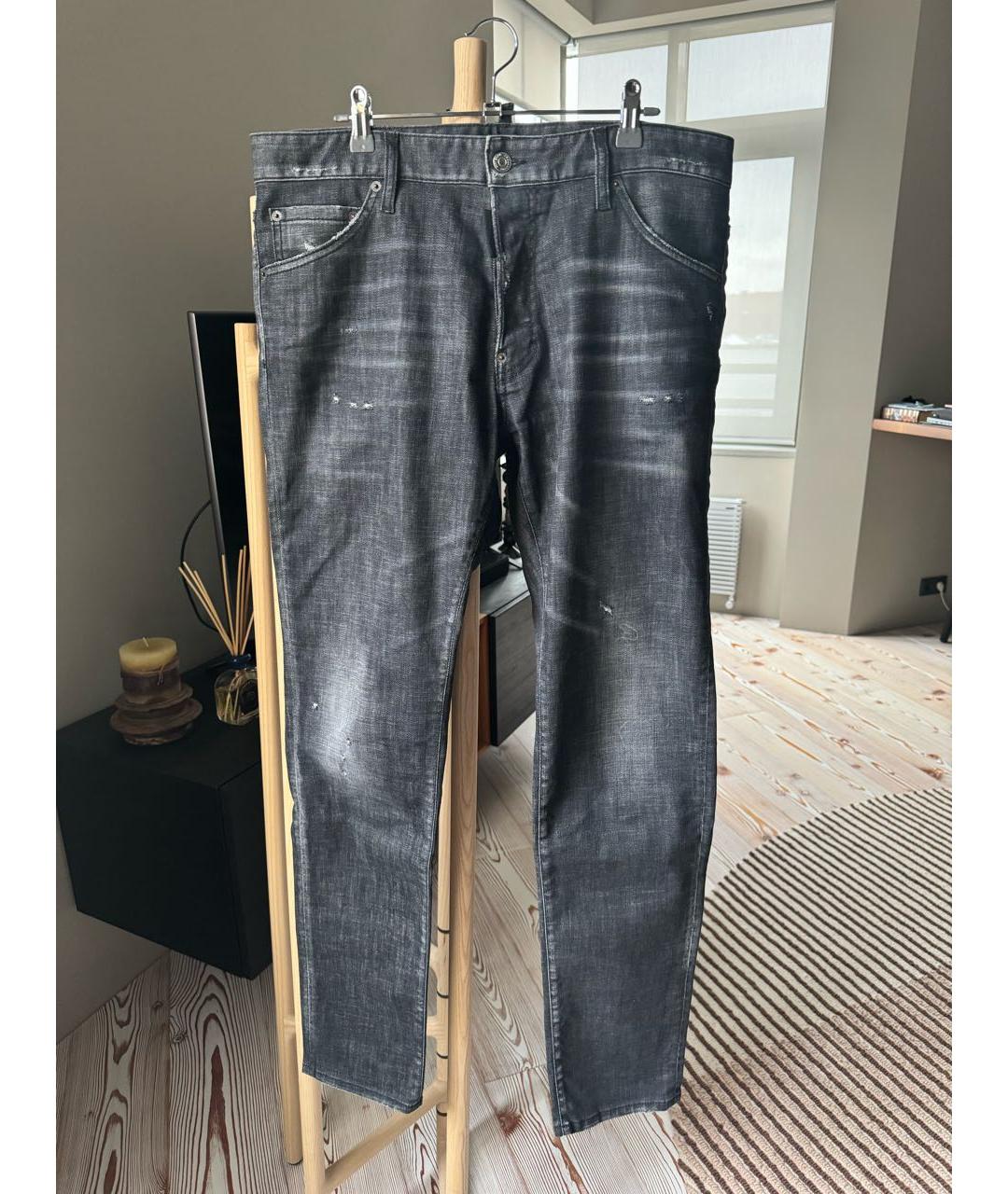 DSQUARED2 Черные хлопковые прямые джинсы, фото 6