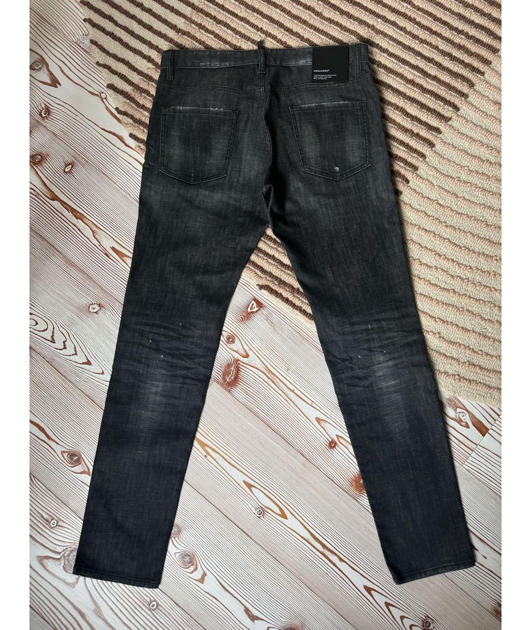 DSQUARED2 Черные хлопковые прямые джинсы, фото 3