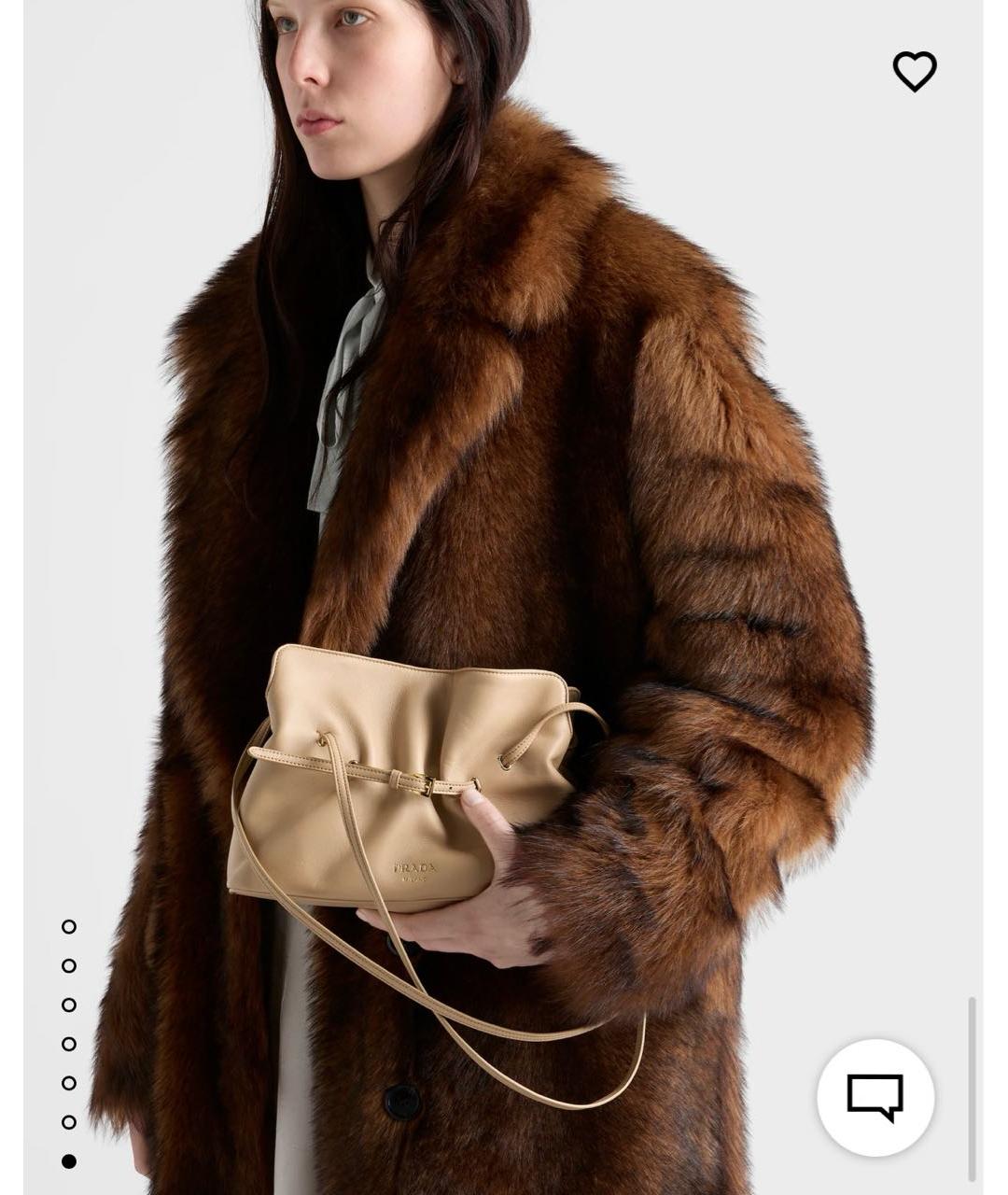 PRADA Бежевая кожаная сумка с короткими ручками, фото 4