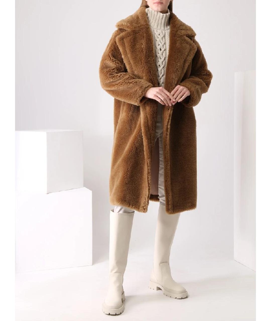YVES SALOMON Коричневая шерстяная шуба, фото 5