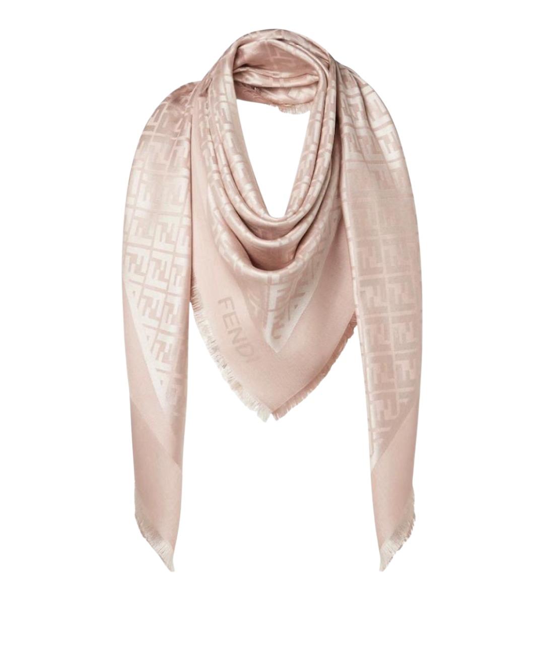 FENDI Розовый шерстяной платок, фото 1