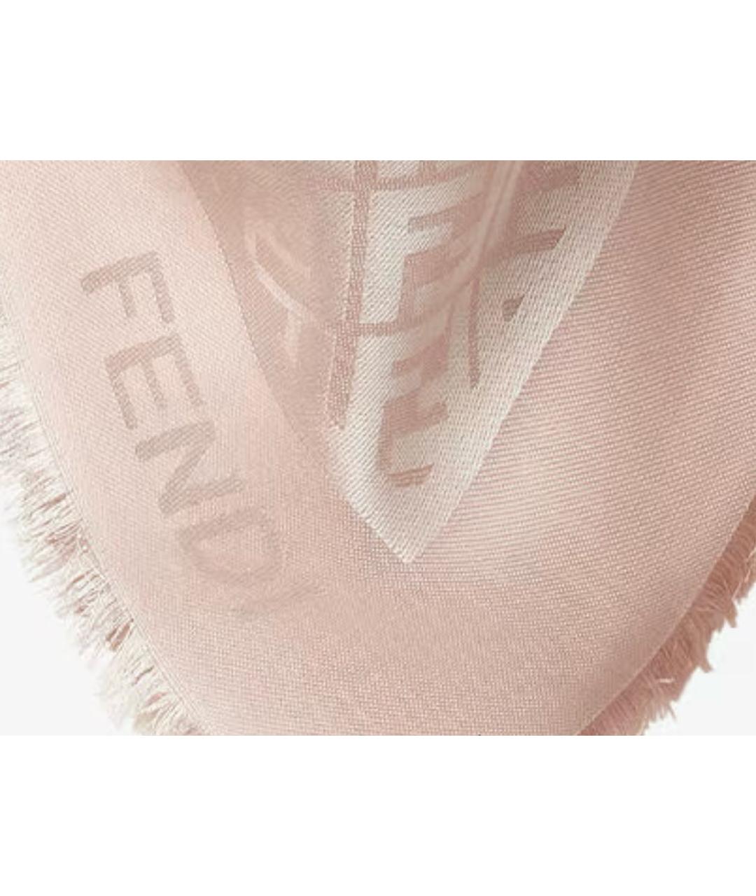 FENDI Розовый шерстяной платок, фото 4