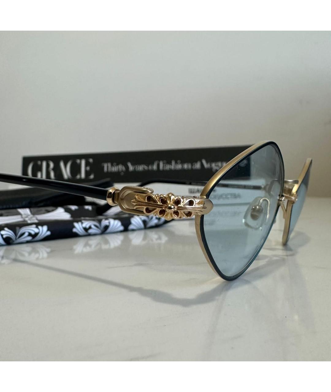 CHROME HEARTS Темно-синие металлические солнцезащитные очки, фото 2