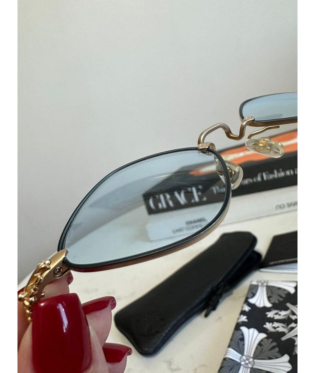 CHROME HEARTS Темно-синие металлические солнцезащитные очки, фото 5