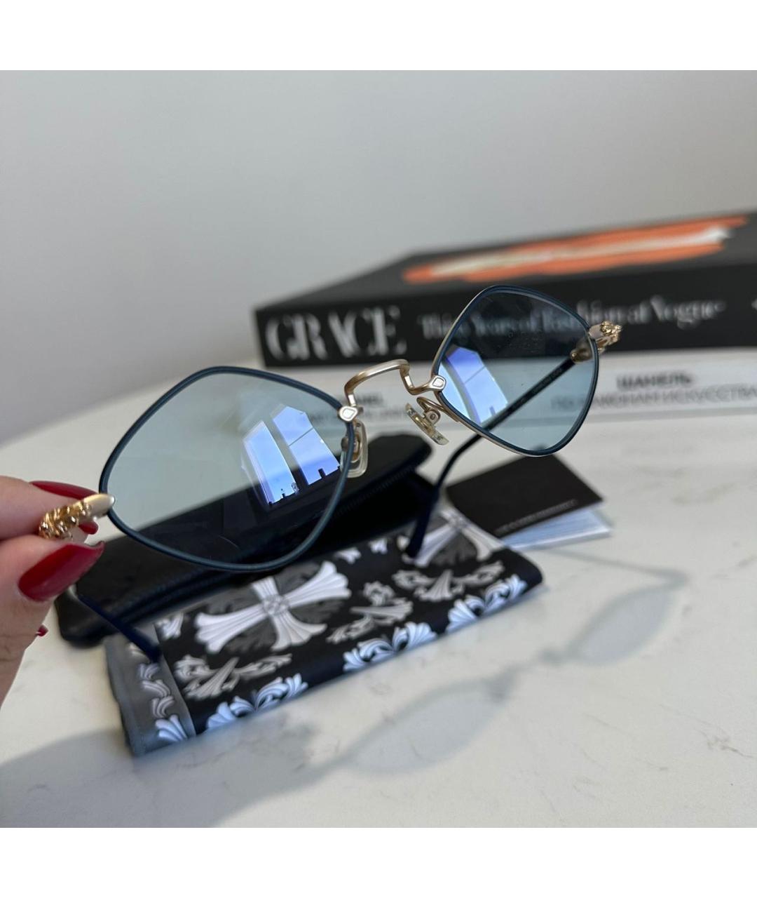 CHROME HEARTS Темно-синие металлические солнцезащитные очки, фото 3