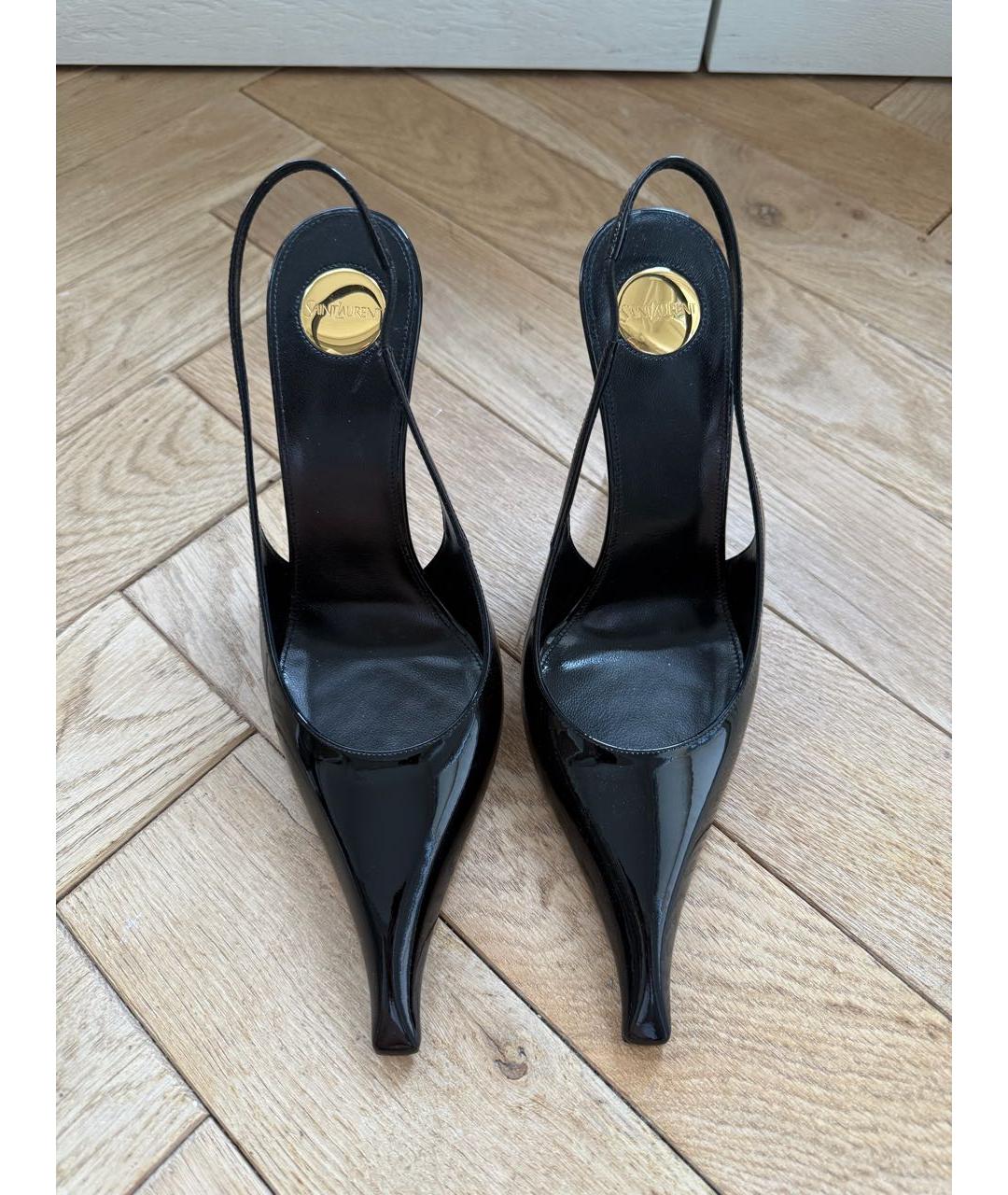 SAINT LAURENT Черные туфли из лакированной кожи, фото 2