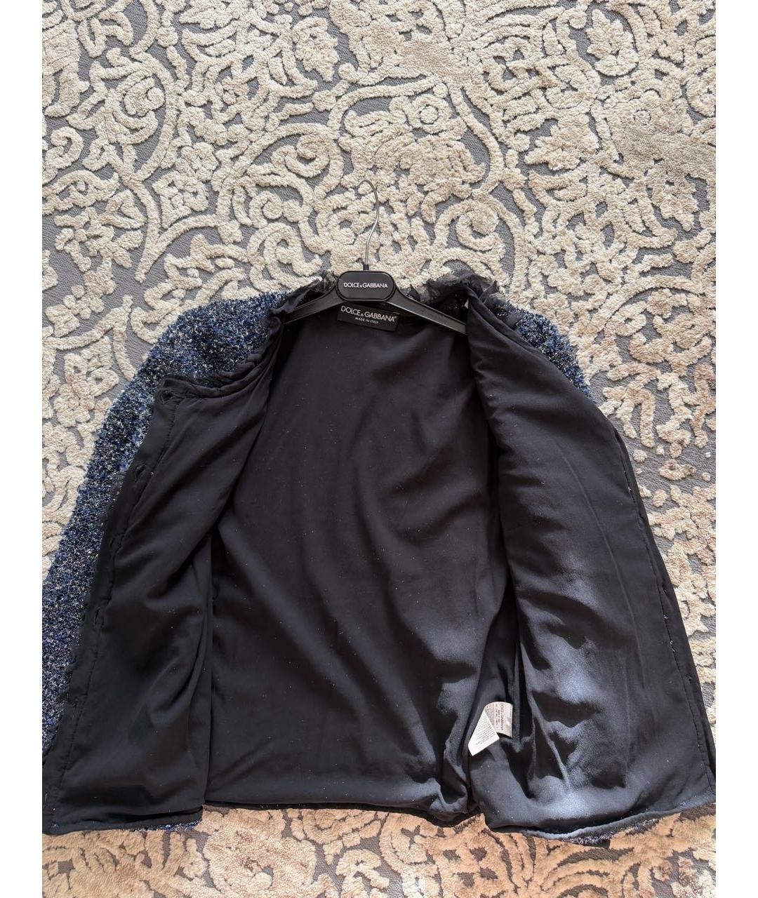 DOLCE&GABBANA Темно-синий полиэстеровый жакет/пиджак, фото 6