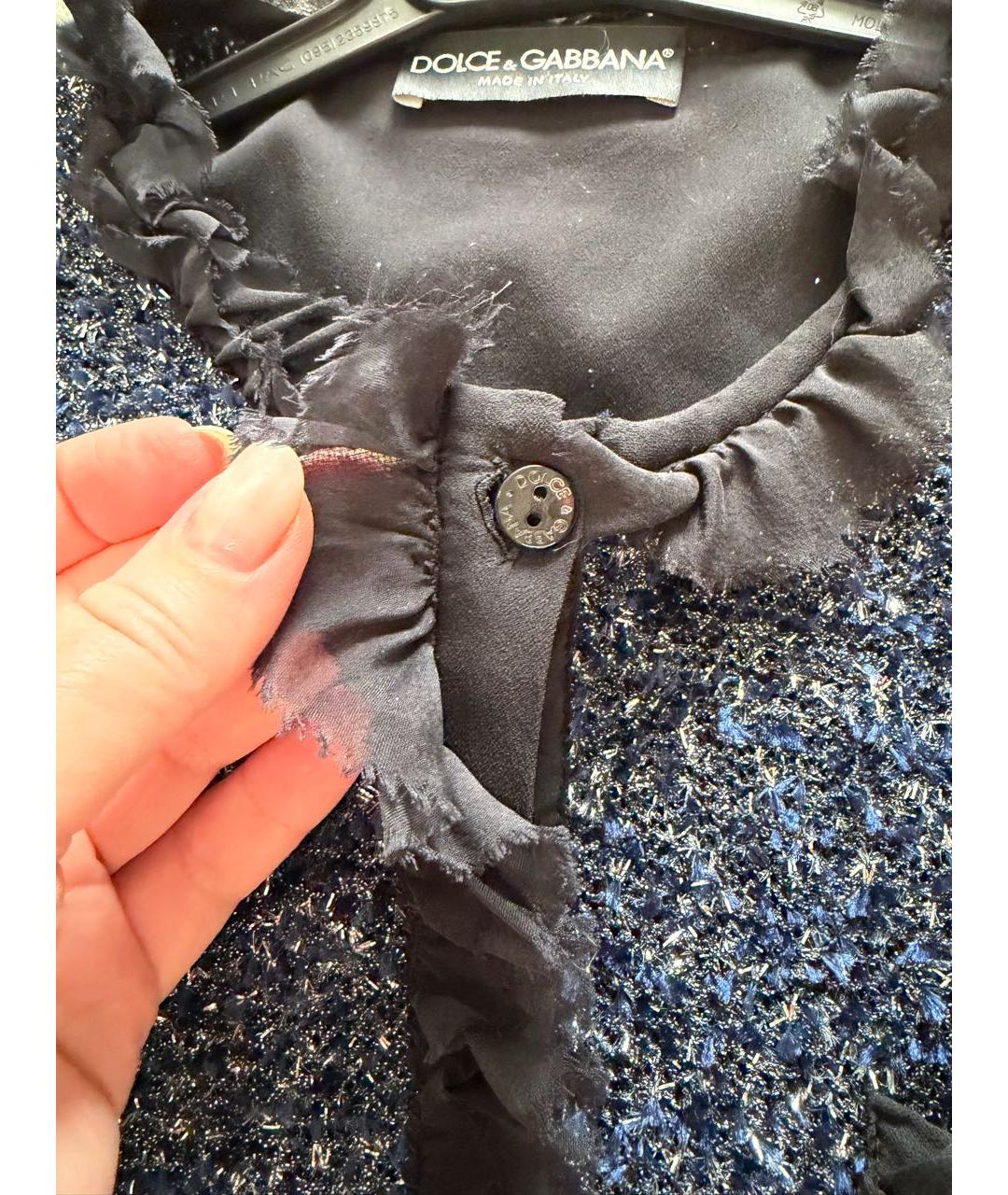 DOLCE&GABBANA Темно-синий полиэстеровый жакет/пиджак, фото 3
