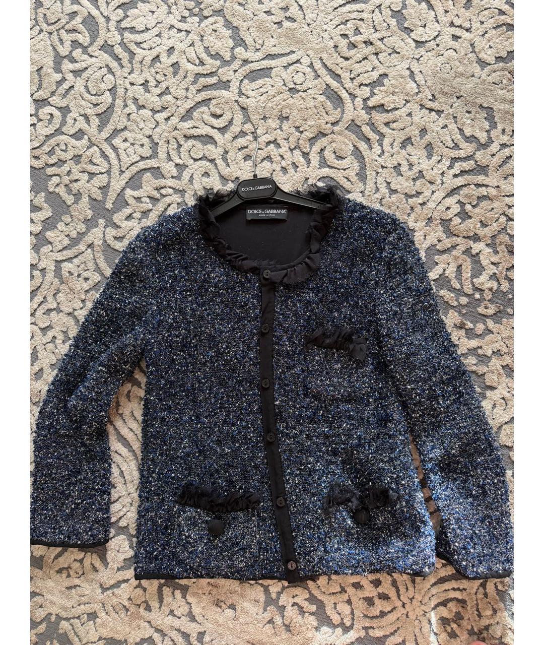 DOLCE&GABBANA Темно-синий полиэстеровый жакет/пиджак, фото 7