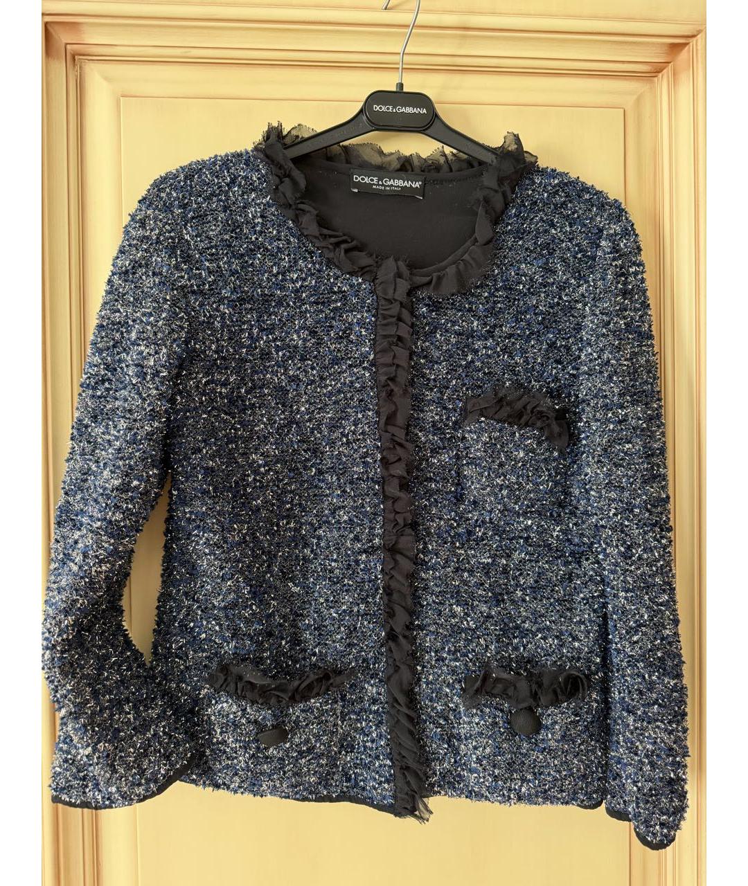 DOLCE&GABBANA Темно-синий полиэстеровый жакет/пиджак, фото 8