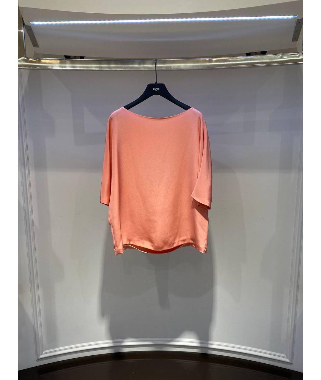 FENDI Коралловая шелковая блузы, фото 3