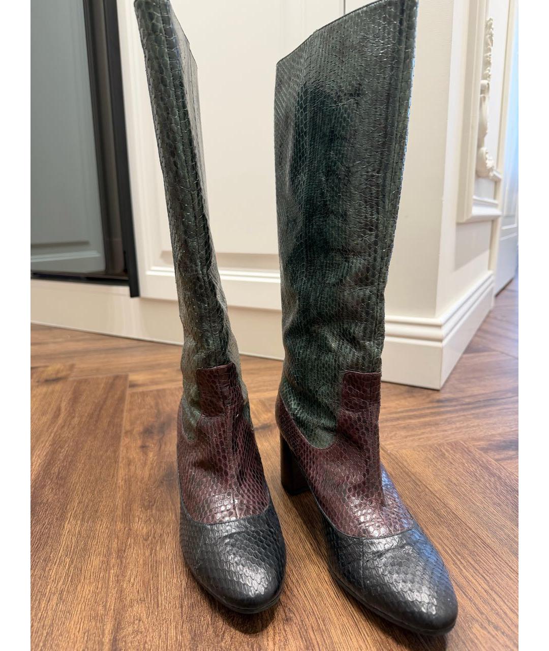 ROCHAS Зеленые сапоги из экзотической кожи, фото 2
