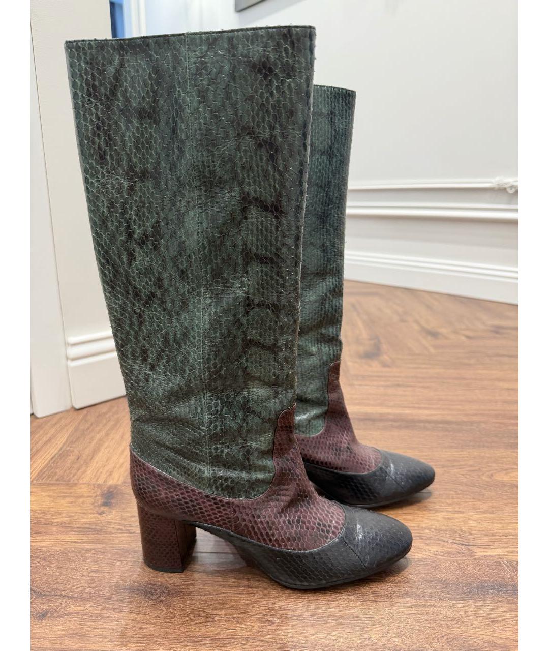 ROCHAS Зеленые сапоги из экзотической кожи, фото 5