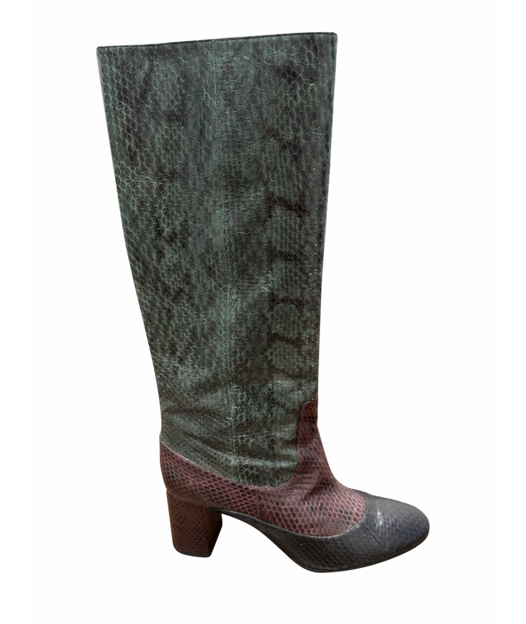 ROCHAS Зеленые сапоги из экзотической кожи, фото 1
