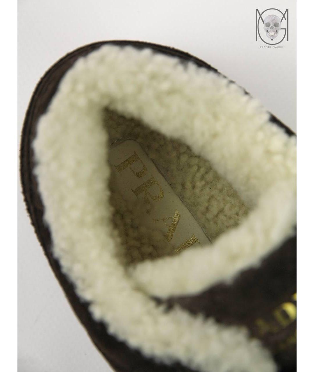 PRADA Коричневые замшевые низкие кроссовки / кеды, фото 7