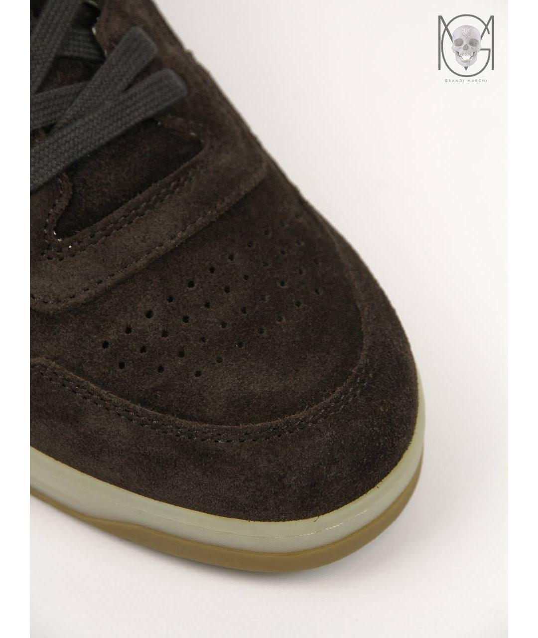 PRADA Коричневые замшевые низкие кроссовки / кеды, фото 6