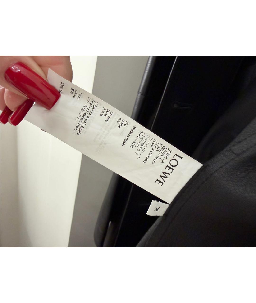 LOEWE Черное кожаное пальто, фото 4