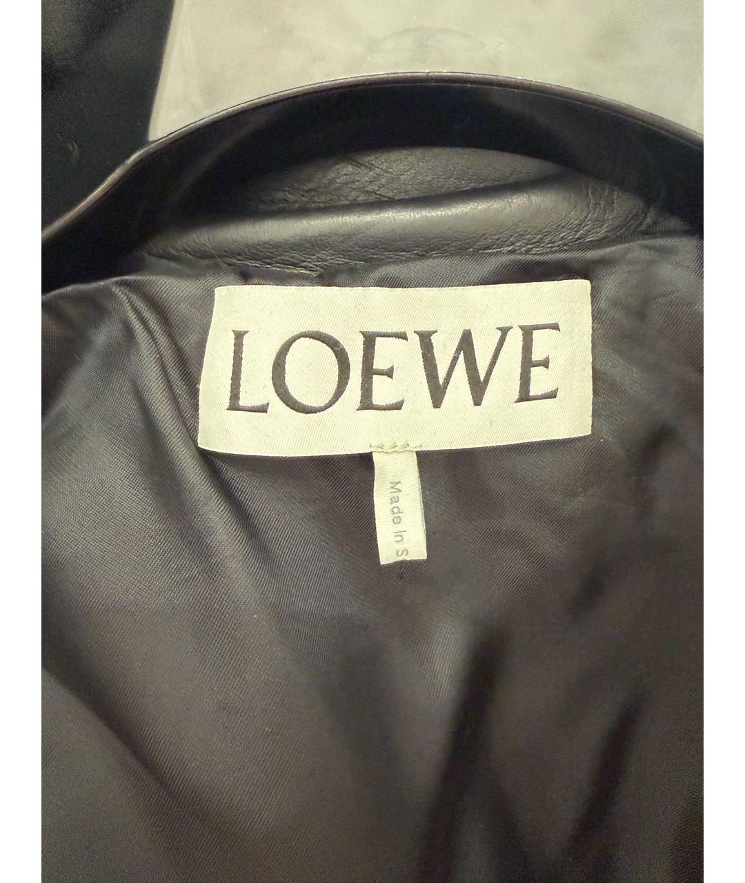 LOEWE Черное кожаное пальто, фото 3