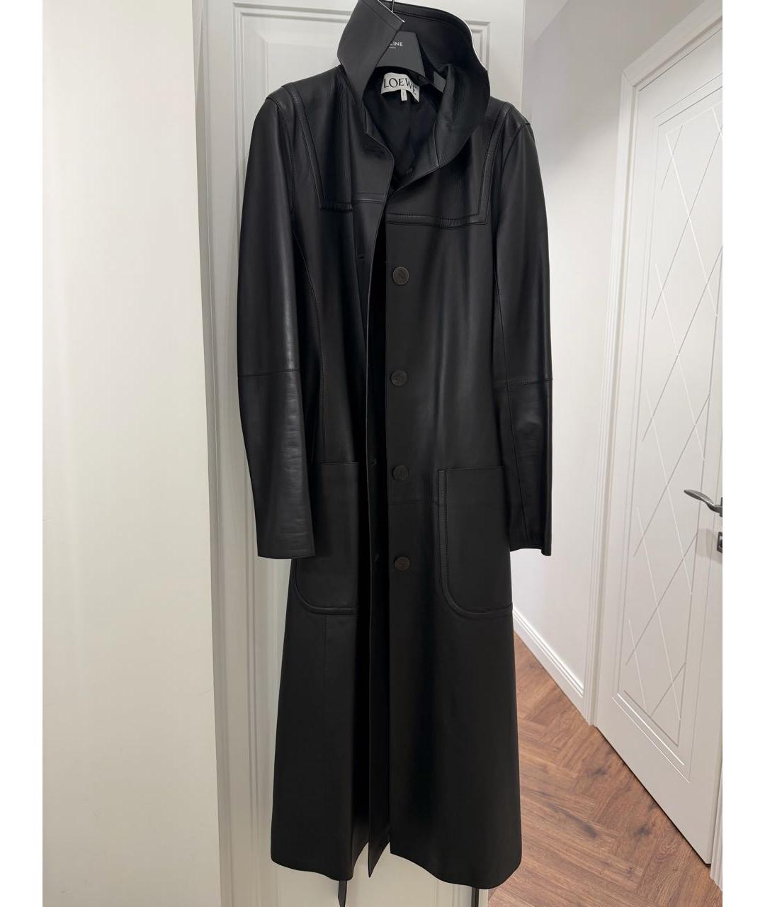 LOEWE Черное кожаное пальто, фото 5