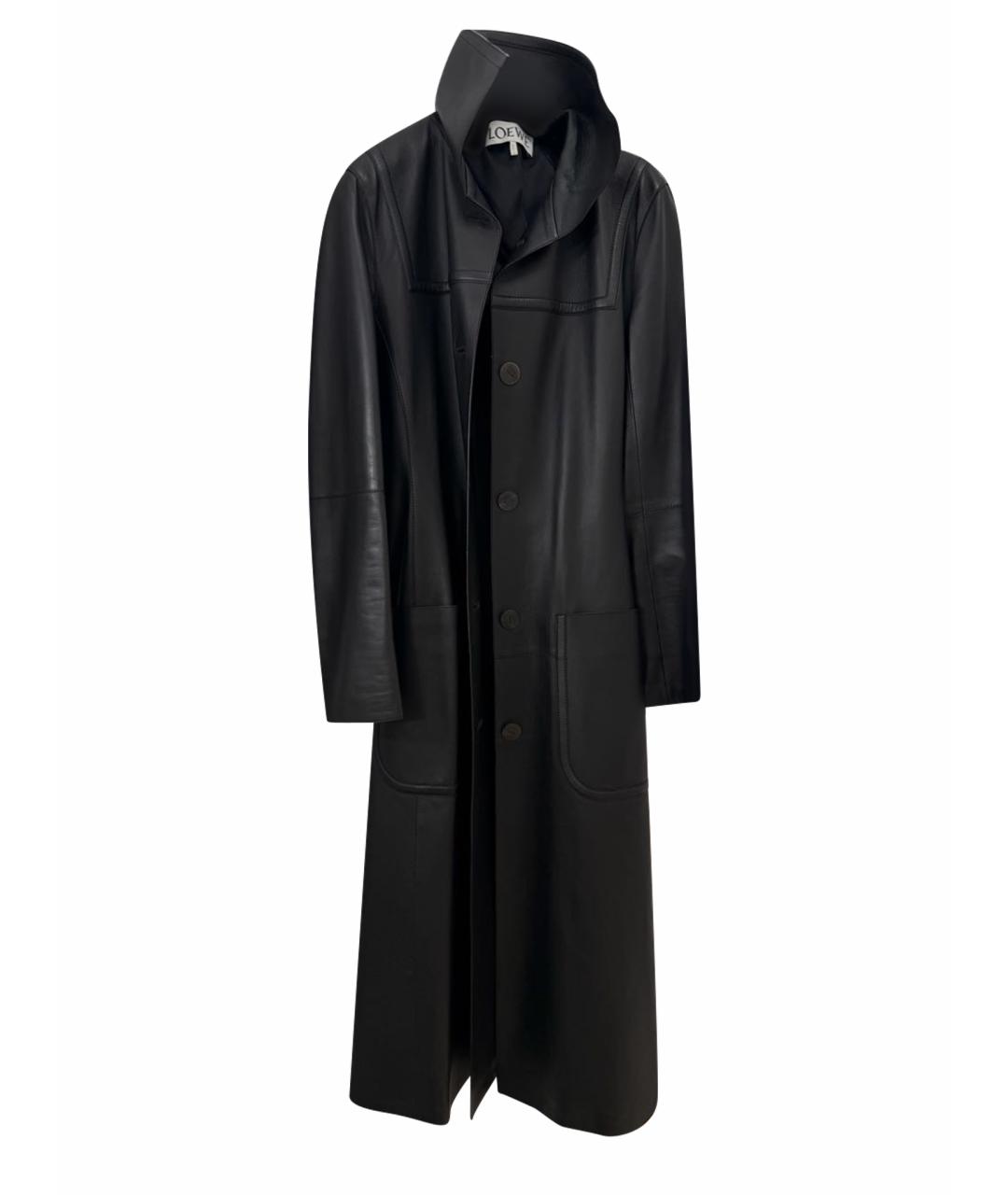 LOEWE Черное кожаное пальто, фото 1