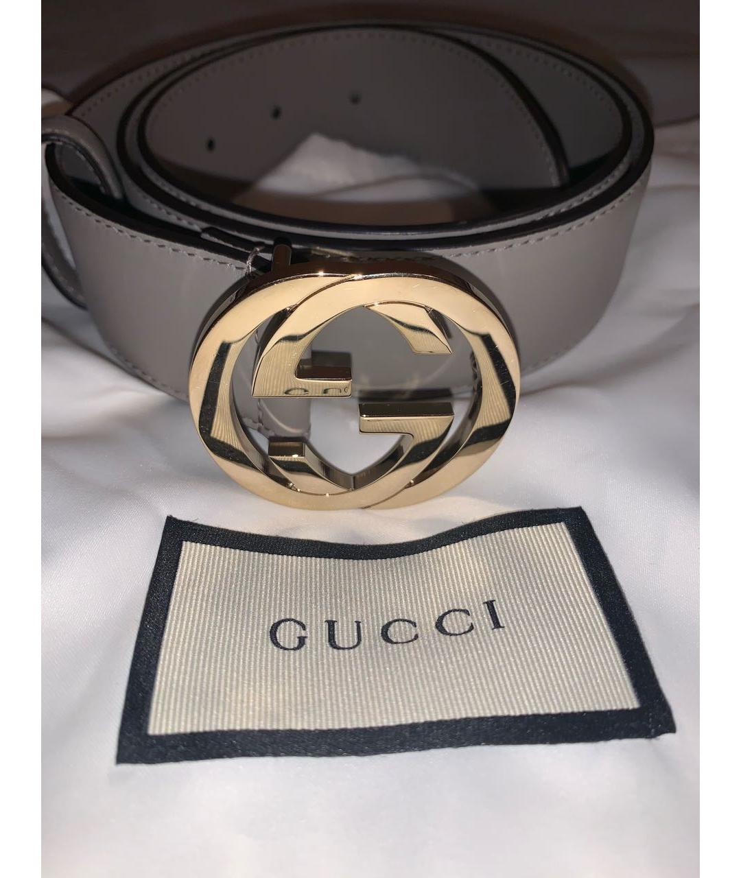 GUCCI Серый кожаный ремень, фото 3