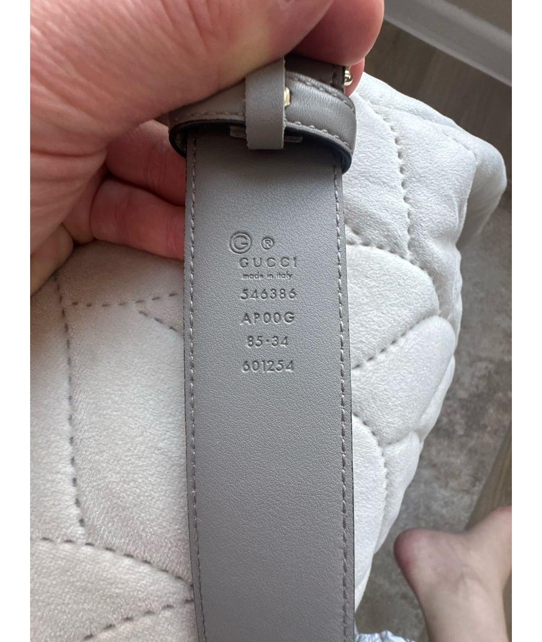 GUCCI Серый кожаный ремень, фото 2