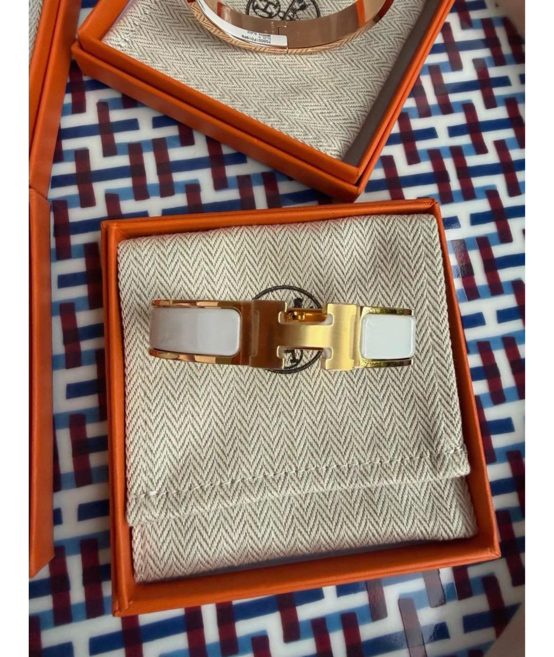 HERMES Белый металлический браслет, фото 2