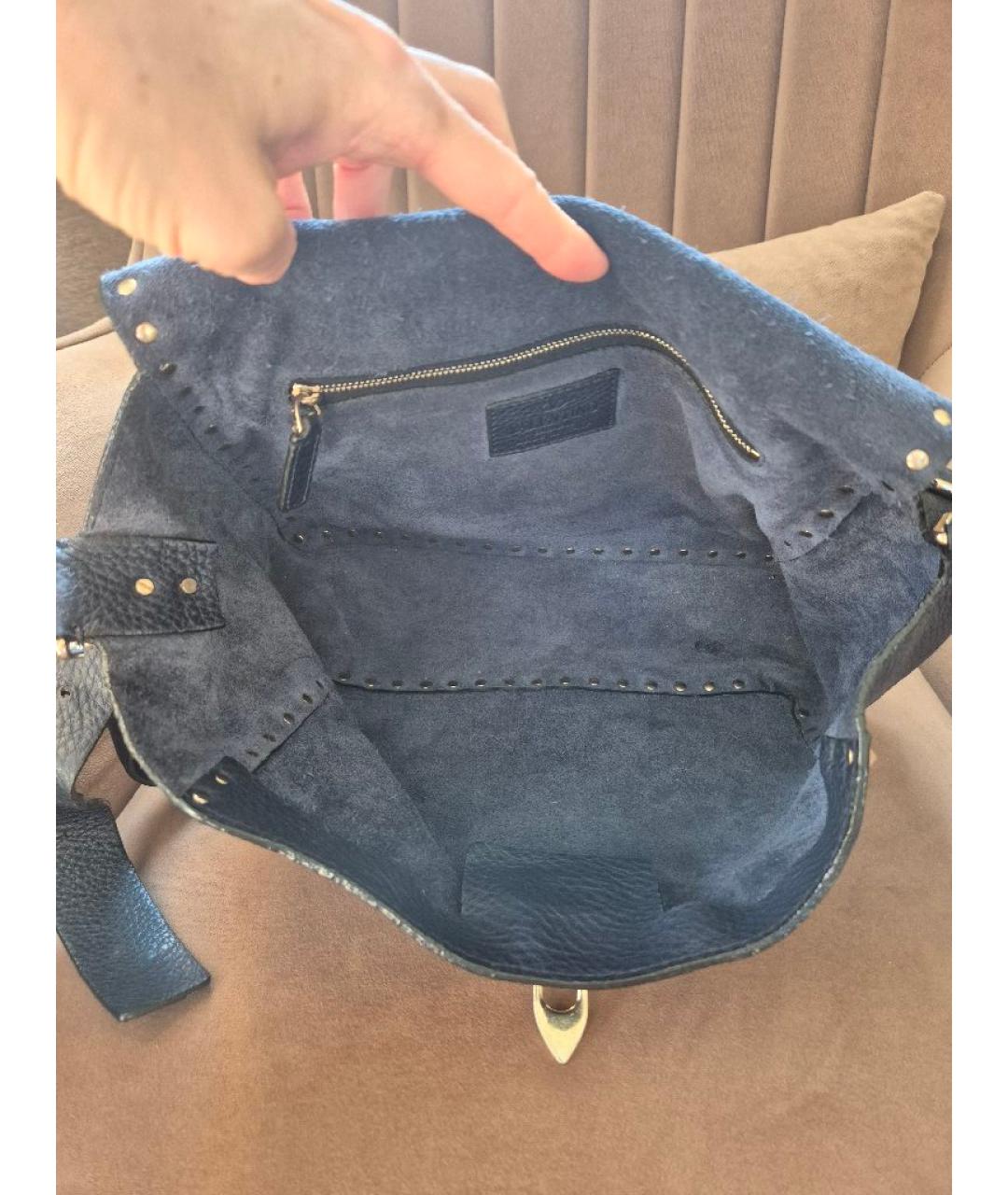 VALENTINO Темно-синяя кожаная сумка через плечо, фото 4