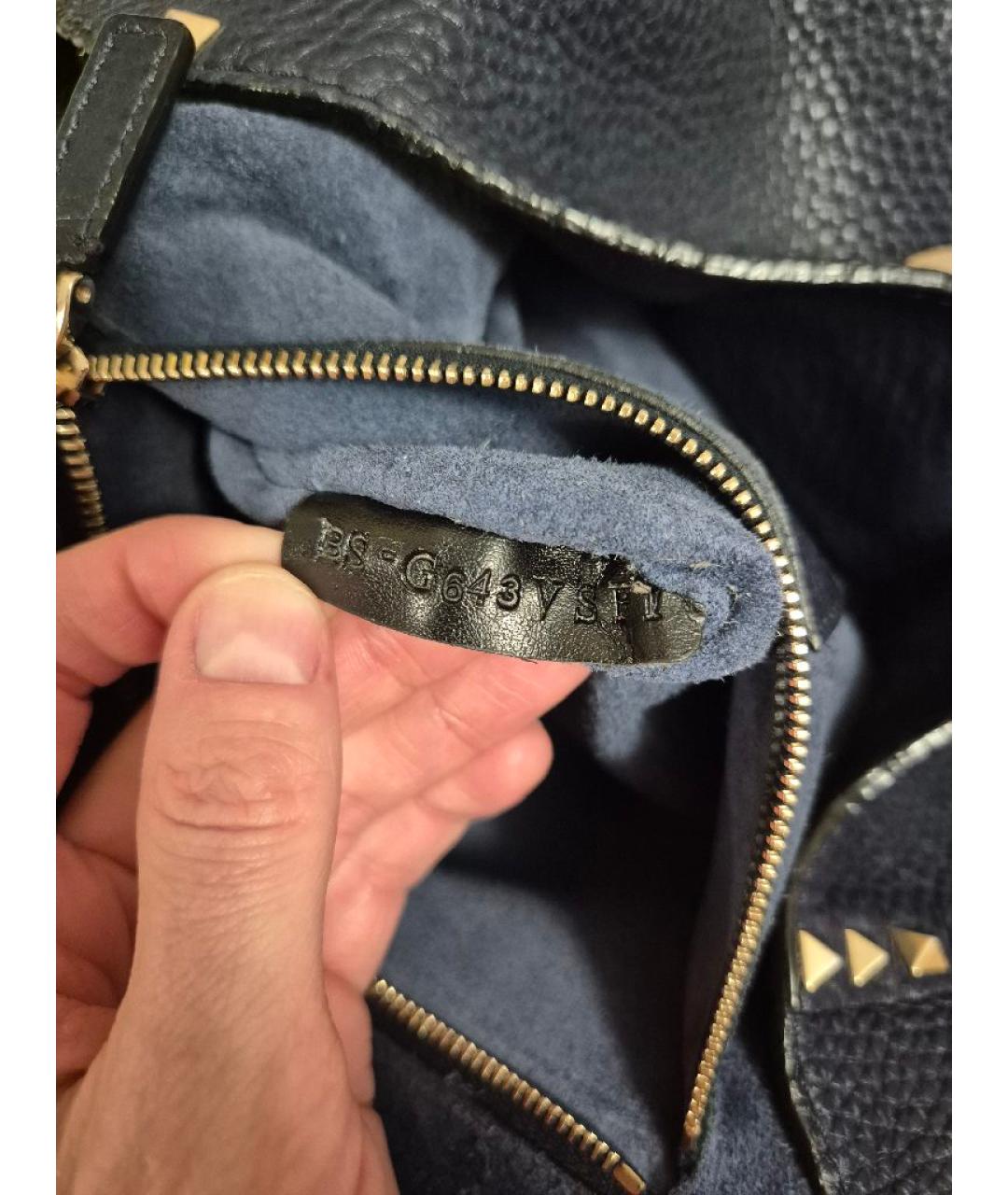 VALENTINO Темно-синяя кожаная сумка через плечо, фото 5