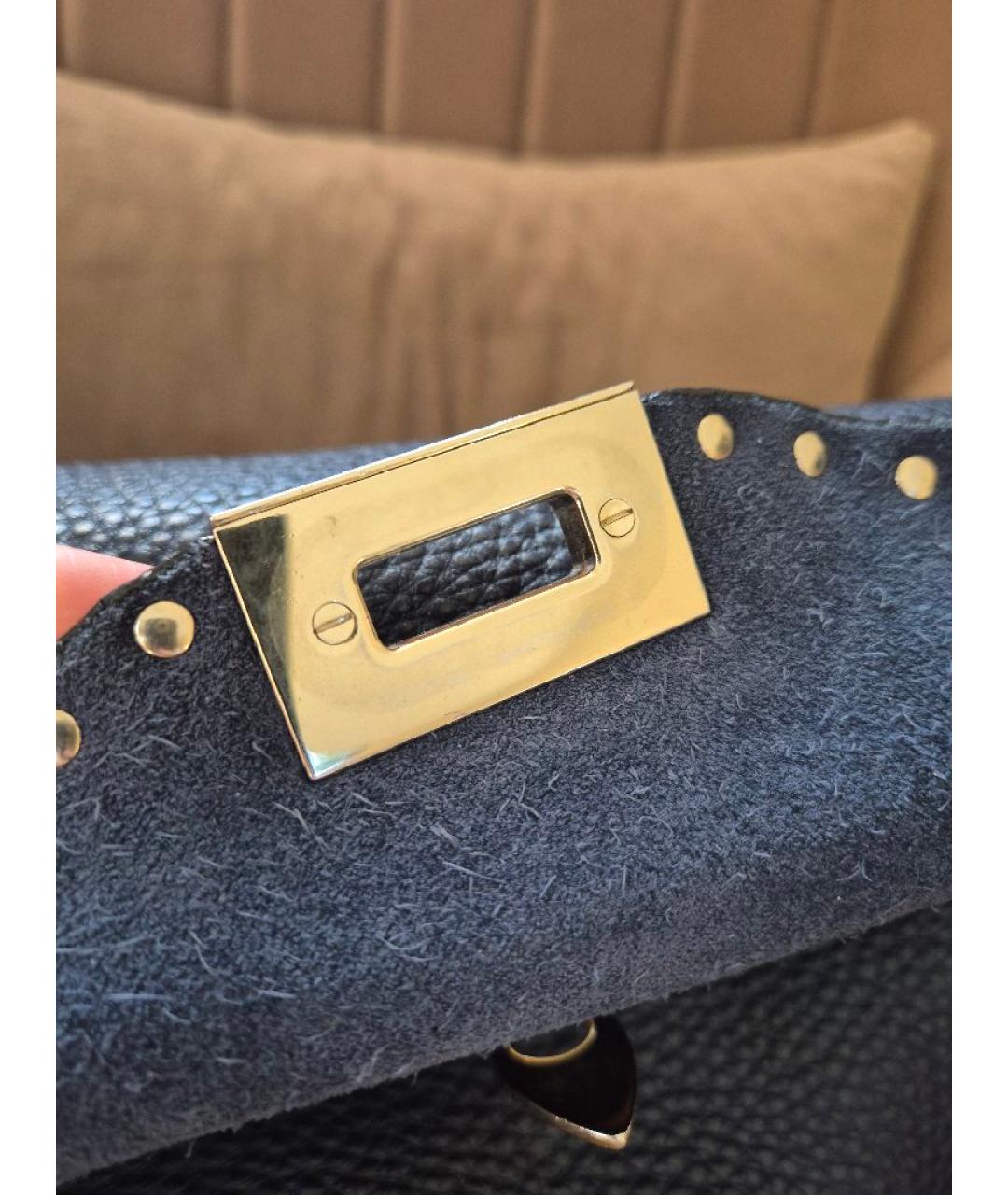VALENTINO Темно-синяя кожаная сумка через плечо, фото 7