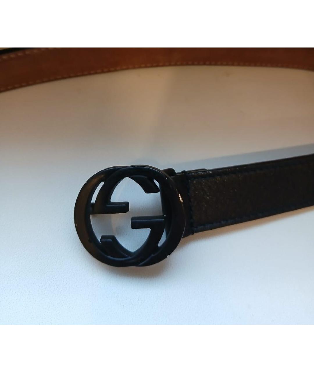 GUCCI Черный кожаный ремень, фото 4