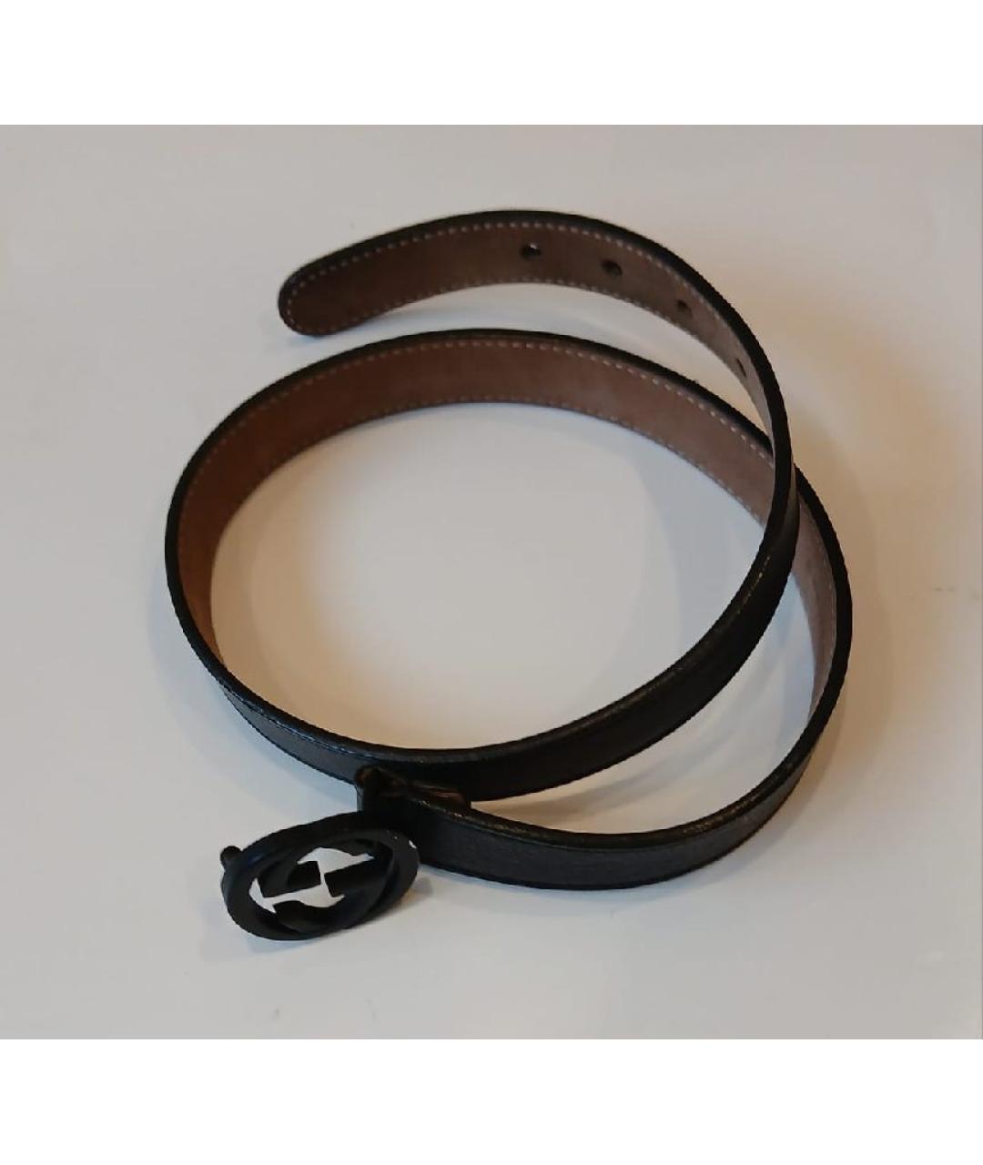 GUCCI Черный кожаный ремень, фото 2