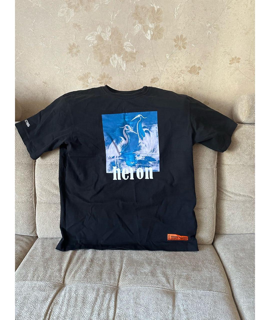 HERON PRESTON Черная хлопковая футболка, фото 5