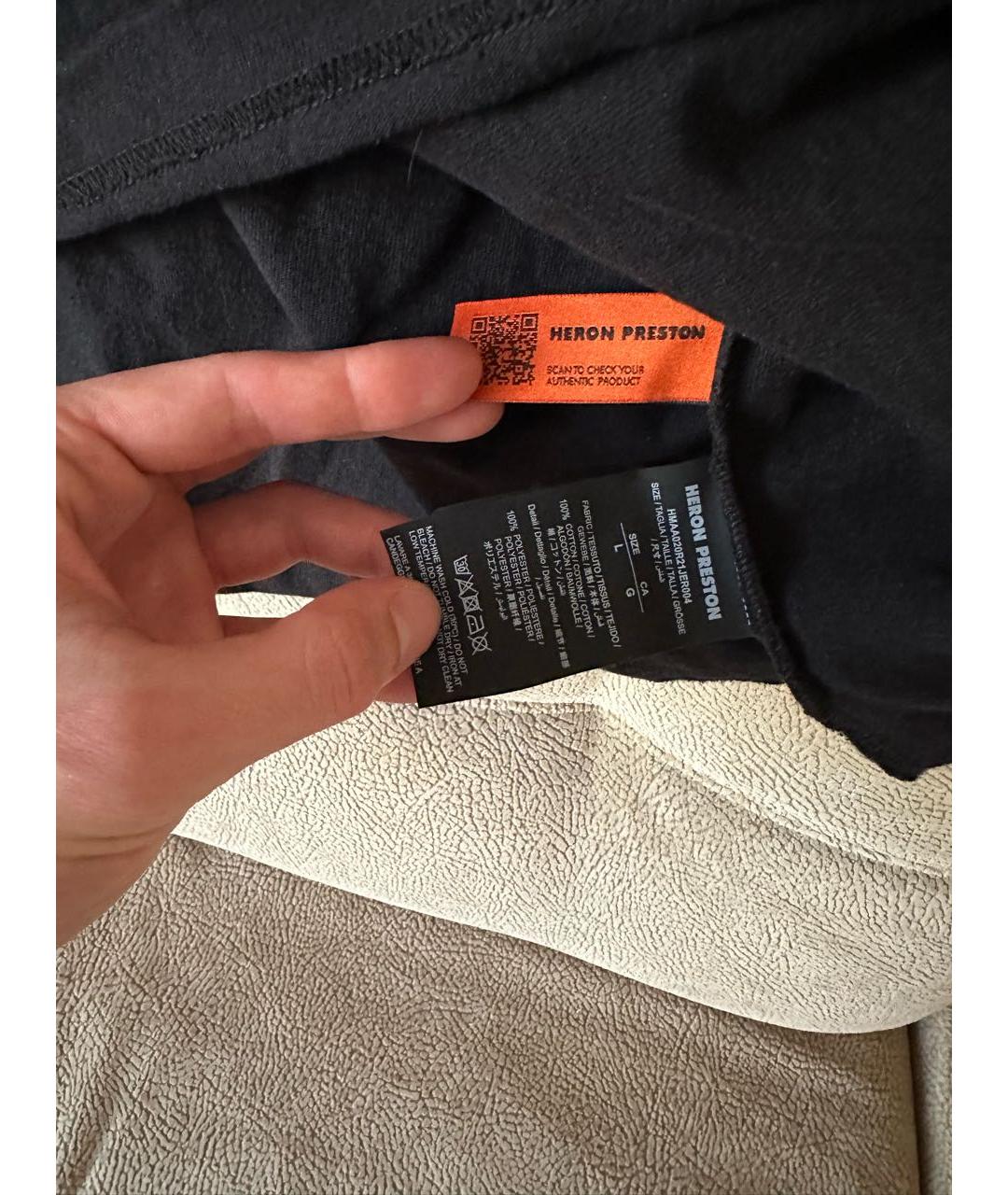 HERON PRESTON Черная хлопковая футболка, фото 3