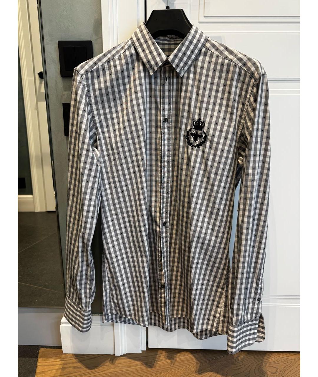 DOLCE&GABBANA Серая хлопковая кэжуал рубашка, фото 5